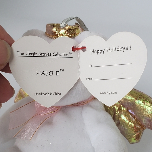 Vintage 2002 TY Halo II the Angel Bear Jingle Beanie Holiday Christmas Ornament - Picture 7 of 11